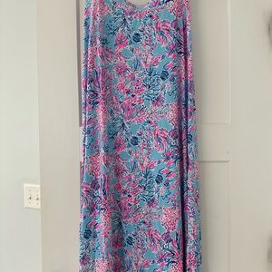 Blue & Pink Floral Maxi Skirt - Women